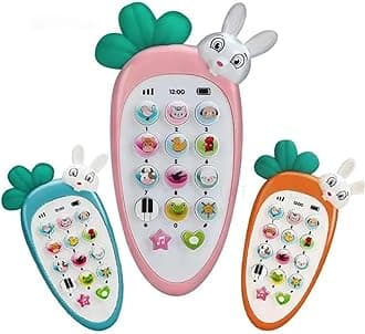 KITTER Rabbit Phone for Kids | Radish Phone for Kids with 20 Musical Songs, Animal Sound Smartphone Toy for Toddlers, Lights | Educational Toys for 2 Year Old (Random Colour As Per Stock)