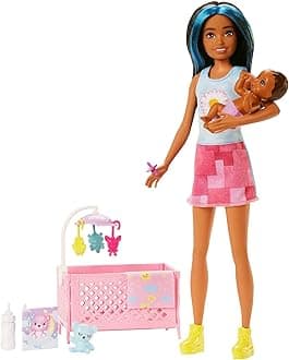Barbie Skipper Babysitters, Inc. Crib Playset with Doll, Baby Doll with Sleepy Eyes, Furniture & Accessories