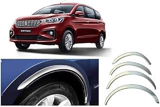 Stainless Steel Wheel Arch Chrome Fender Garnish Lining Trim Moulding Strips Compatible With Maruti Suzuki Ertiga 2018 Onwards (Set of 4, Silver)