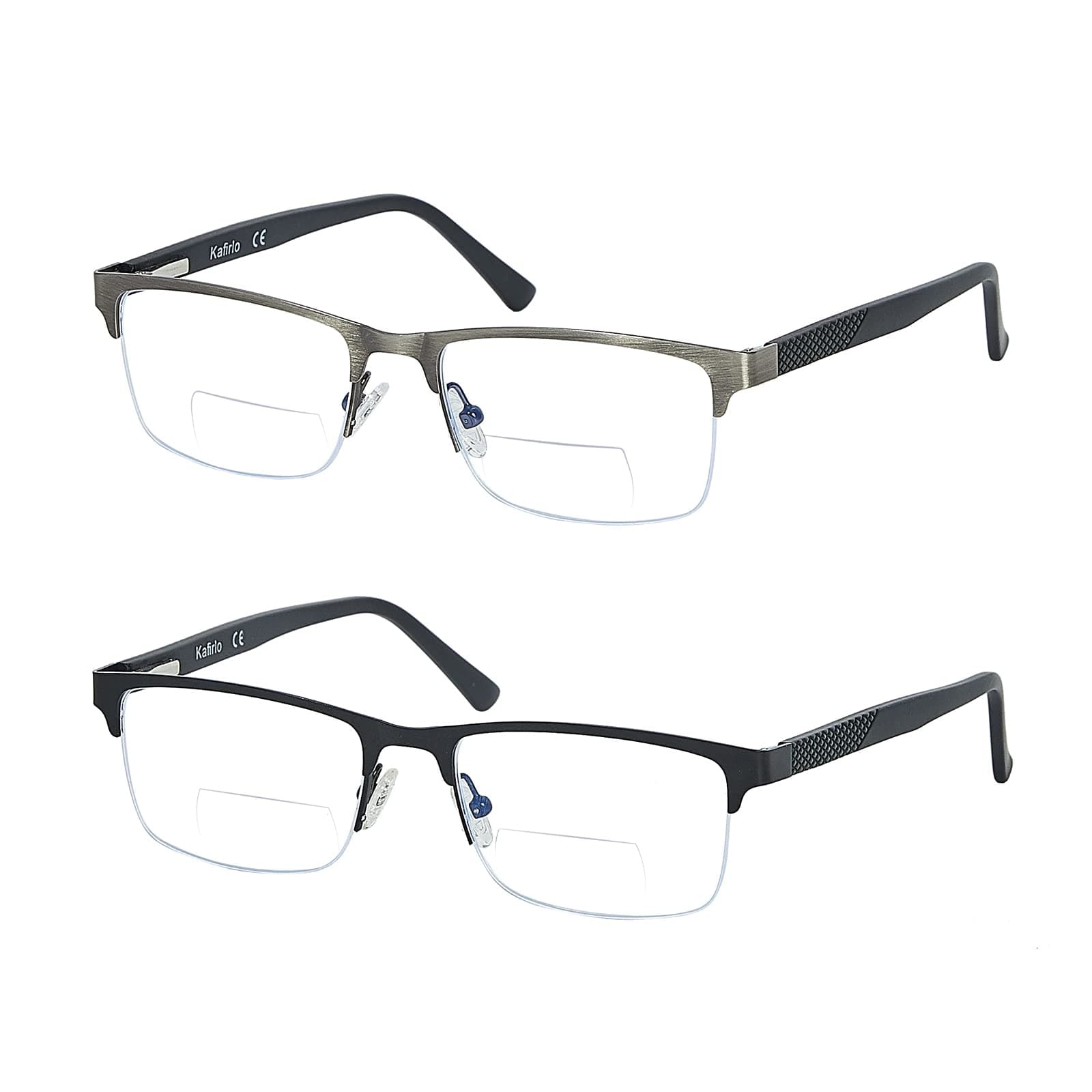Bifocal No Line Progressive Multifocus Reading Glasses Men Multifocal Reader Blue Light Computer Metal Frame Eyeglass