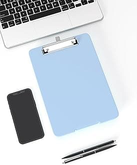 A5 Clipboard with Storage, 6 x 9'' Nursing Clipboards Foldable Storage, Plastic Clipboards Foldable, Office Supplies, School Supplies, Menu clipboards for Work, Blue