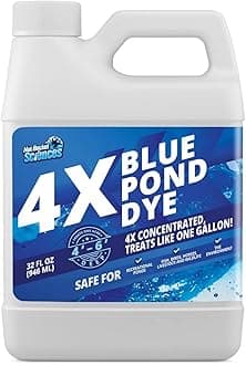 4X Blue Pond Dye - Transforms Murky Water to Natural Blue - Super Concentrated Lake & Pond Dye - Liquid Shade Treats Up to 1 Acre - Safe for Fish & Wildlife (32 oz)