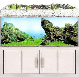 Betta Fish Tank Aquarium Kit Acrylic Material Separate Filter Box Mini Desktop Small Fish Tank with Water Pump Self Filtering Circulation Ecosystem,for Betta Fish and Guppies (White)