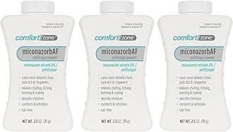 Comfort Zone Miconazorb Antifungal Powder, Talc-Free, Miconazole Nitrate 2%, For Treatment Of Athlete's Foot, Jock Itch And Ringworm, 2.5oz (71g) (3 Pack)