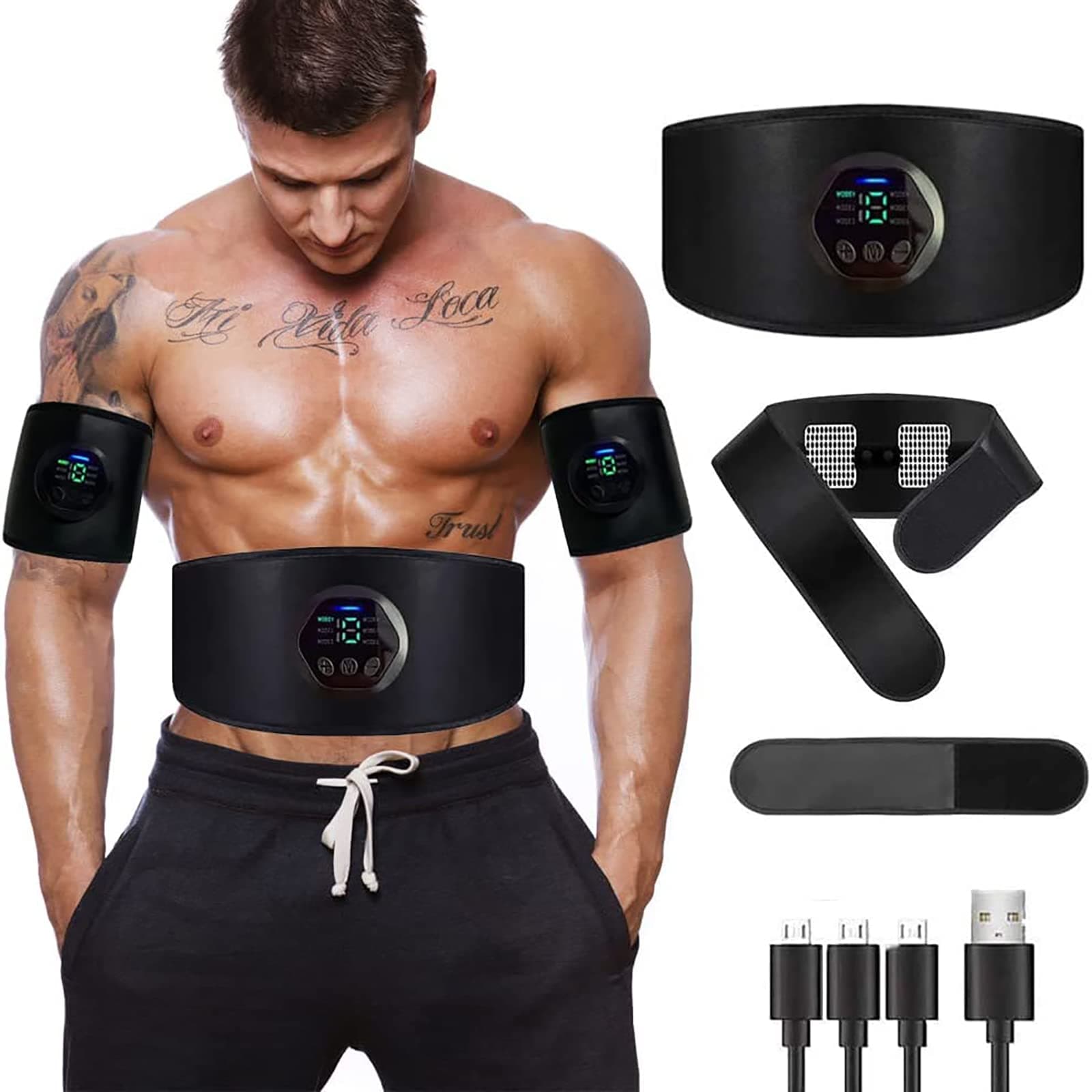 Electrostimulator for Abdomen, Massage Belts and Electrostimulators Muscle EMS Stimulator ABS Trainer/Toner for Abdomen/Arm/Waist/Legs Home Gym No Need for Gel or Pads - 26*16, 1859