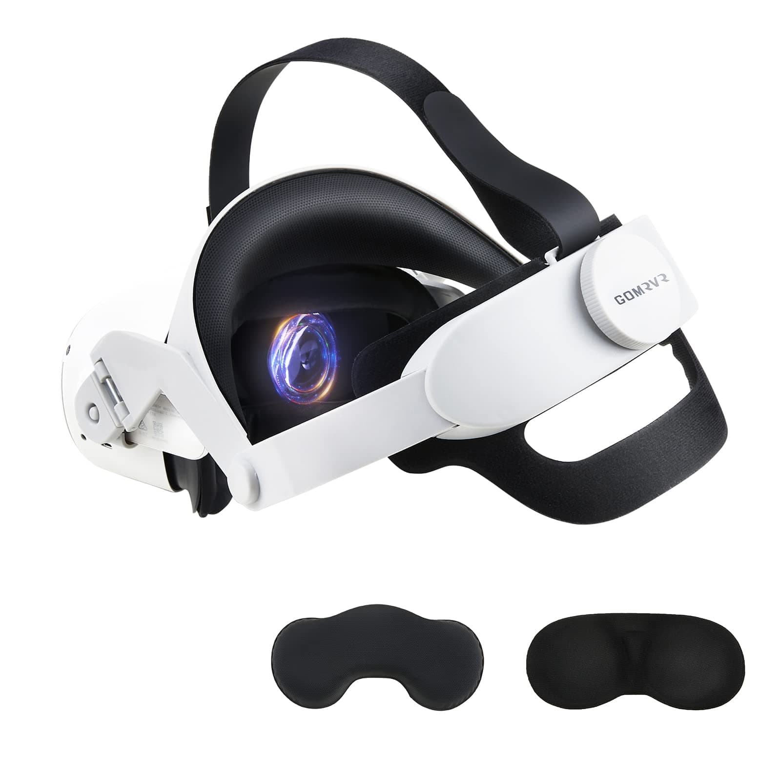 adjustable halo strap for Oculus Quest1/Quest 2 head strap with a comfortable back big cushion the design balances weight reduces facial pressure -Virtual Reality Accessories (White)