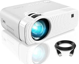 ELEPHASProjector, Portable Projector with 4500 Lumens and Full HD 1080p, 180” Display and 50000 Hours Lamp Life LED Video Projector, Compatible with USB/HD/Sd/Av/VGA for Home Theater, White