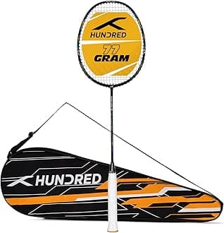 Hundred Energy Burst 18 Strung Badminton Racket with Full Cover (Black/Blue, 77 g), Carbon Fibre