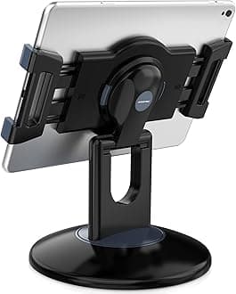 AboveTEK Retail Kiosk iPad Stand, 360° Rotating Commercial Tablet Stand, 6-13.5" iPad Mini Pro Business Tablet Holder, Swivel Design for Store POS Office Showcase Reception Kitchen Desktop (Black)