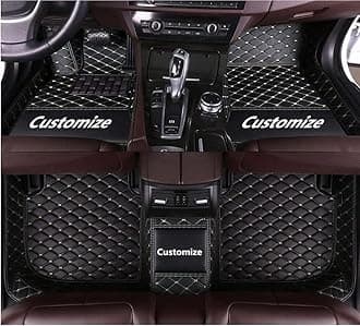 Custom All-Weather Protection Leather Car Floor Mats for Cars Sedan SUV Sports Car Waterproof Floor Mat (Black Beige)