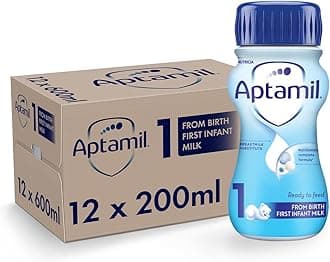 Aptamil1 First Infant Baby Milk Ready to Use Liquid Formula, from Birth, 200 ml (Pack of 12),packaging may vary