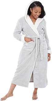 Alexander Del Rossa Sherpa Robes for Women Long, Womens Robes Long Hooded Bathrobes for Women, Winter Plus Size Robe