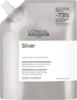 L’Oréal Professionnel Silver Shampoo For Grey, White Or Light Blonde Hair, Neutralising and Brightening, Serie Expert, 500ml Refill