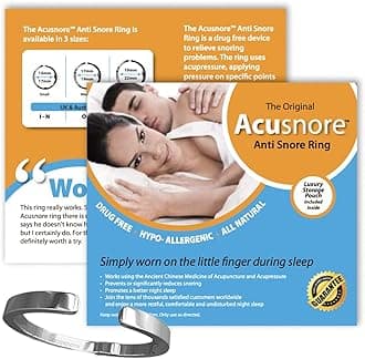 Anti Snoring Ring Acusnore® Anti Snore Ring - Stop Snoring Aids for Men & Women - Uses Acupressure to Aid Sleep & Reduce Effects of Snoring (3 Sizes) (Small)