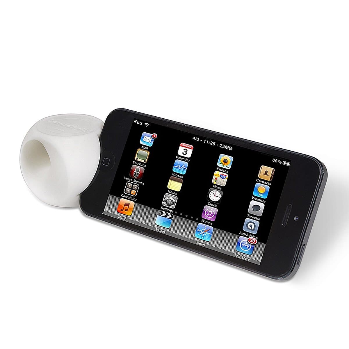 SoundByte iPhone Stand Amplifier, White