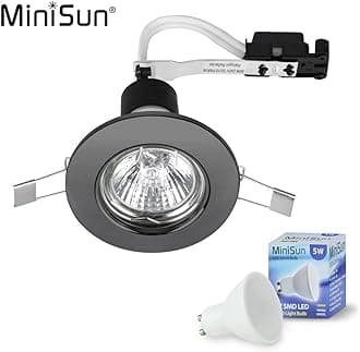 MiniSun Black Chrome GU10 Ceiling Downlight Fitting - Complete with 1 x 5W GU10 Warm White LED Bulb