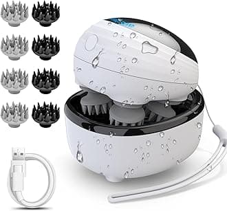 Scalp Massager Electric, Portable Head Massager Scalp Stress Relax, Waterproof Rechargeable 6 in 1 Hair Massage, Ideal for Relaxation and Wellness, Gifts for Her and Him