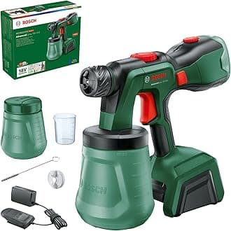 AdvancedSpray 18V-500 Cordless Paint Gun (lacquers, varnishes, disp./latex paints, 3m²/min; 2x 1200ml buckets; 4Ah charger and battery)