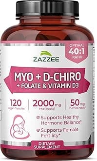 Myo and D-Chiro Inositol Supplement for Women - Fertility Supplement for Women with Ideal 40:1 Ratio Myo & D-Chiro Inositol D3 & Methylfolate Ovarian Support Vitamins - ISO Lab Tested (30 Servings)