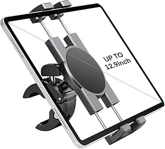 Spin Bike Tablet Holder Mount, Phone iPad Holder Stand Exercise Bike Handlebar Mount For Stationary Bicycle, Treadmill, Microphone Stand, Fit For iPad Pro 12.9, Air, Mini, Galaxy Tabs, iPhone(4.7-13”)