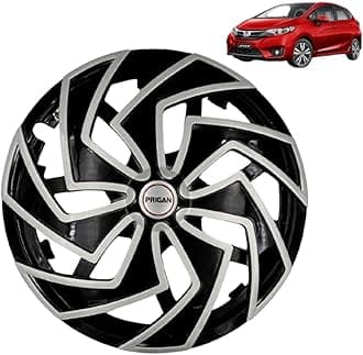 Prigan Wheel Cover for Honda Jazz 14 Inch Black Silver Wheel Cap (Available in 13,14 Inch) (Set of 4 Pcs) (Press Fitting) Model- Spider BS-14