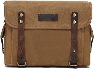 Motorcycle Seat Bag/Tail Bag Detachable Motorcycle Bag Waterproof Bag Luggage Bag Riding Equipment One Shoulder Messenger With Head Leather Motor Pannier Bag(Khaki)