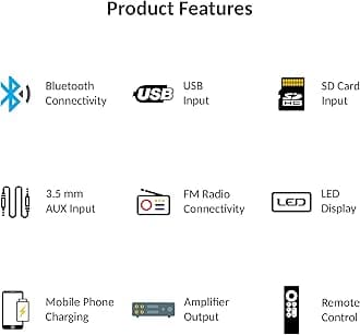 Dulcet DC-A-4009 Double IC High Power Universal Fit Mp3 Car Stereo with Bluetooth/USB/FM/AUX/MMC/Remote & Built-in Equalizer with Bass & Treble Control [Also, Includes a Free 3.5mm Premium Aux Cable]