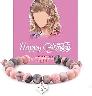 Taylor Birthday Gifts Bracelets, Taylor Merch Bracelet and Birthday Card are the Best Birthday Gifts for Girls Women, wife, Daughter, Granddaughter, Bestie, Sister (PINK)