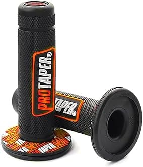 PROTAPER Motorcycle Handle Grips, 7/8 inch, Non-Slip Dirt Bike Handlebar Grips, Black and Red (Black Orange, 7/8'' Left +1'' Right)