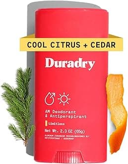 Duradry AM Deodorant & Antiperspirant - Prescription Strength Deodorant for Hyperhidrosis, Antiperspirant for Women & Men, Armpit Sweat Protection, Silicone-free - Limitless, 2.3 Oz (Pack of 1)