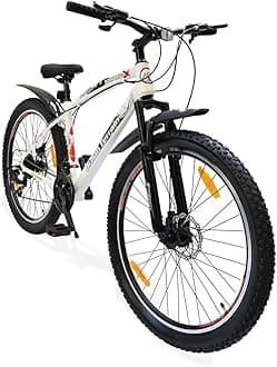 Bolt Ultra Steel 27.5 inch Geared Cycle 21 Speed with Front Suspension & Dual Disc Brake Bicycle for Men/Boys Mountain Bike | Ideal for 15+ Years,Unisex, Frame Size :17.5 inch (White)