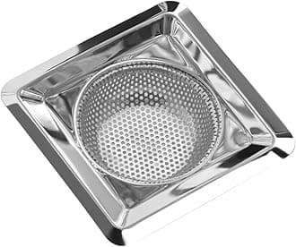 Stainless Steel Heavy Duty Kitchen Square Sink Strainer Jali, Rust-Proof, Food Waste Blockage Hair Catcher Stopper Filter, 11.5cm, 1 Pcs, Silver