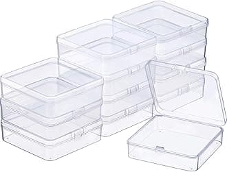 12 Pack Beads Organizer Box Clear Plastic Beads Storage Containers Box with Hinged Lid for Bracelet Making DIY Jewelry Craft Nail (3.70 x 3.70 x 1.18 Inch)