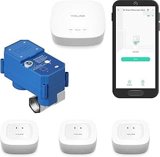 NSF Certified YoLink Leak Protection Kit, 3/4" Battery-Powered Shutoff Valve w/ Controller + 3 Leak Sensors + Hub, D2D Offline Auto Shutoff, LoRa Long-Range, App/Email/SMS Alerts, 10+ Year Battery