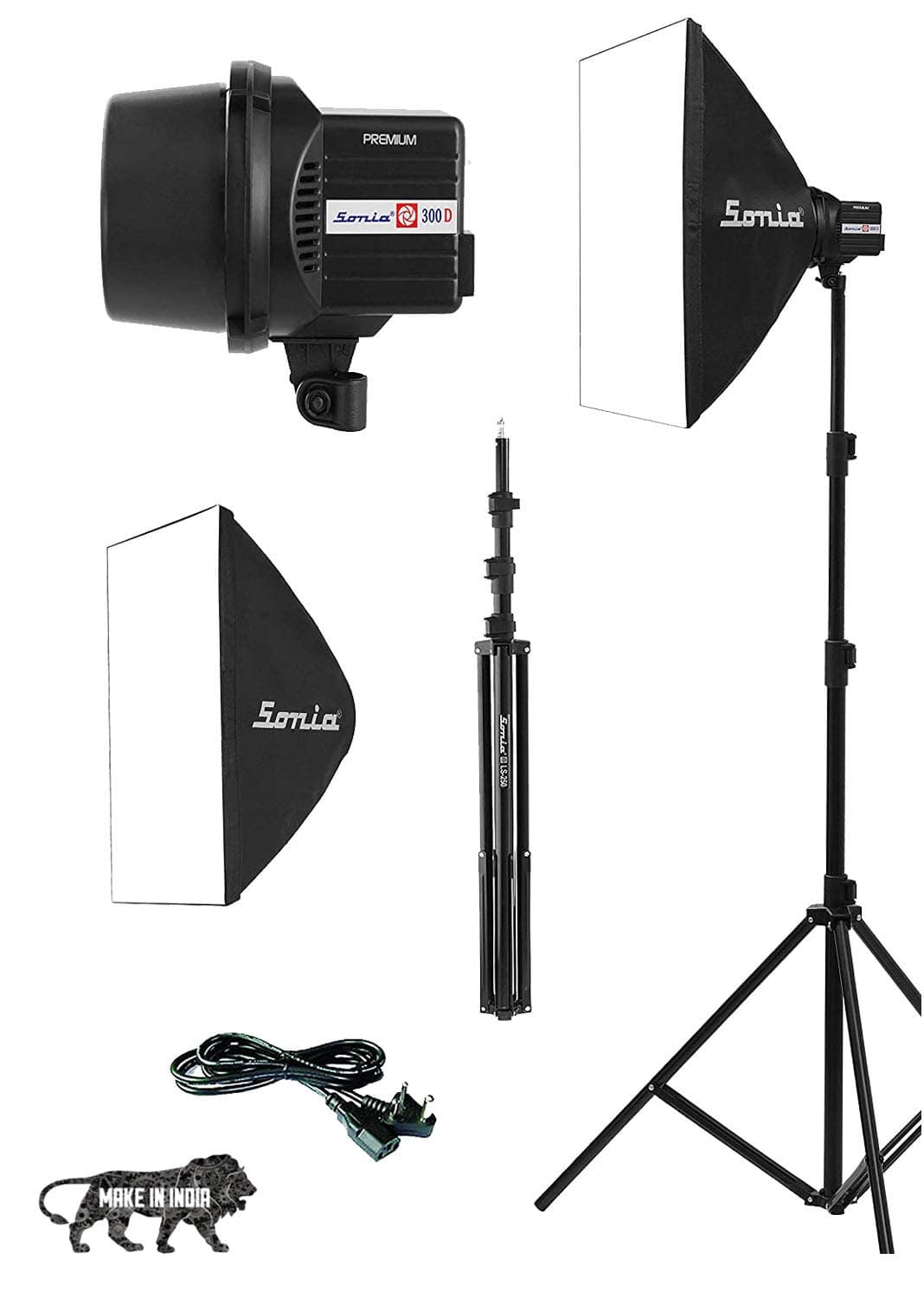 Sonia 300D Studio Flash Light/Studio Light Premium Soft Box with Light Stand LS250