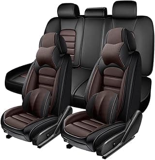 5 Seat Covers for Toyota FJ Cruiser 2007-2014,Premium Nappa Leather Car Seat Covers Car Seat Cushions,Waterproof Soft Seat Covers for Cars,Interior Accessories Airbag Compatible（Luxury-Black&Coffee）