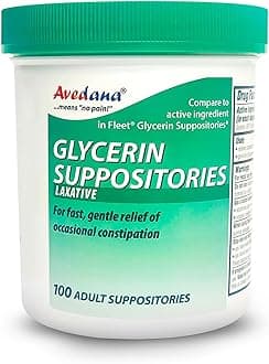 USP 2g Glycerin Laxatives Suppository – 100 Adult Size Laxative Suppositories for Men and Women – Fast and Gentle Relief Suppositories for Constipation – Comfortable Shape Adult Suppository