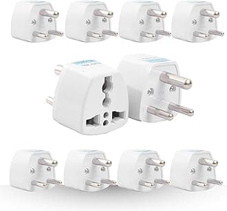 Hi-Plasst India Converter Plug 3Pin (Pack of 10) - World Travel Adapter for USA, UK, Canada, Europe to India - Type D Adaptor Plug Socket for Foreign Devices in India