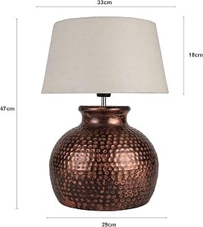 Homesake Table Lamp Antique Home Decor with Shade, Side Table Lamp, Table Lamp for Bedroom Decoration Items, Night Lamp for Bedroom Table, Balcony/Room Decoration Items Outdoor- Pot Pack of 1