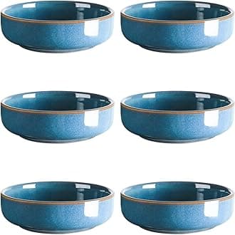 Selamica Ceramic 3.3 Inch Soy Sauce Dish Dipping Bowls Side Dishes Small Appetizer Pinch Bowls for Condiments, Sushi, Ketchup, BBQ-Set of 6(Ceylon Blue)