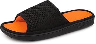 LongBayMen's Comfy Memory Foam Slide Slippers Breathable Mesh Cloth House Shoes