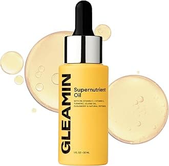 Gleamin 3% Vitamin C Face Oil with Cloudberry, Peptides & Turmeric – Hydrating, Brightening, Skin Firming Oil for Dull Skin & Dark Spots | Fragrance-Free Facial Oil, 1 fl oz