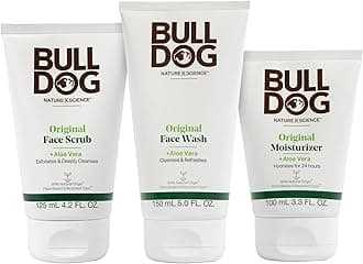 BULLDOG Mens Skincare and Grooming Original Full Face Kit with Moisturizer, Face Wash & Face Scrub