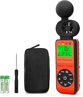 BT-881W Heat Stress Meter Anemometer, Digital Indoor/Outdoor WBGT (Wet Bulb Globe Temperature) Meter with Wind Speed, Ambient Temp, Humidity Tester