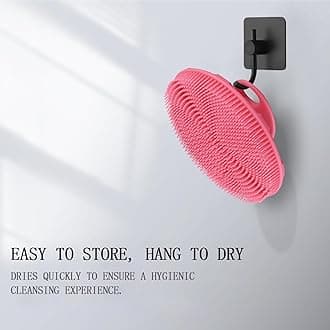 INNERNEED Food-Grade Soft Silicone Body Scrubber Shower Brush Handheld Cleansing Skin Brush, Gentle Exfoliating and Lather Well (Dark Green+Pink)