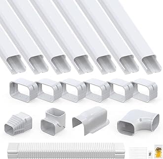 Air Jade Line Set Cover for Mini Split, 3" 25 Ft Decorative PVC AC Line Cover Kit for Ductless Mini Split Air Conditioner, Heat Pump System and Central AC