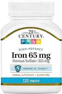 Iron 65 mg with Ferrous Sulfate 325 mg - 120 Tablets, Pack of 3