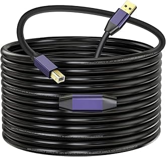 LDKCOK Active USB 2.0 Printer Cable 50ft - A-Male to B-Male High Speed Printer/Scanner/Repeater Cable for HP, Canon, Epson, Dell, Samsung etc