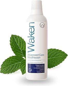 Waken Pepppermint Mouthwash for Fresh Breath 100 Natural Flavours Alcohol Free with Added Fluoride No Artificial Colours or Flavourings Vegan Sustainable Award Winning, Peppermint, 500 ml…
