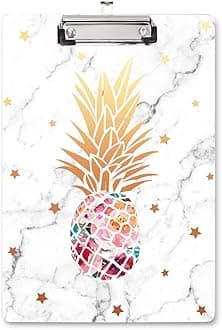 WAVEYU Pineapple Hardboard Office Clipboard, Cute Golden Decorative Clip with Low Profile Clip, Designed for Students, Classroom, School and Office Use, Pineapple (12.5"x9")